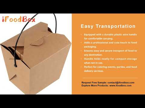 Wholesale 26 oz Kraft Paper Takeout Boxes with Handles Leak-Resistant Microwavable Food Containers