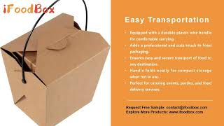 Wholesale 26 oz Kraft Paper Takeout Boxes with Handles, Leak-Resistant Microwavable Food Containers