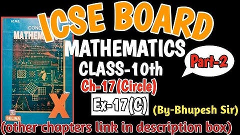 Circle || Ex-17(C) || Part-2 || CL-10th || ICSE || Selina Concise@ProblemsBeater