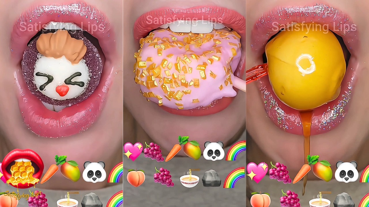 Satisfying ASMR Eating Emoji Food Challenge Compilation Mukbang 먹방 ...