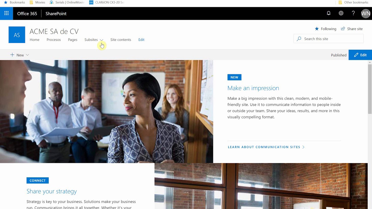 SharePoint Intro 2 Subsites - YouTube