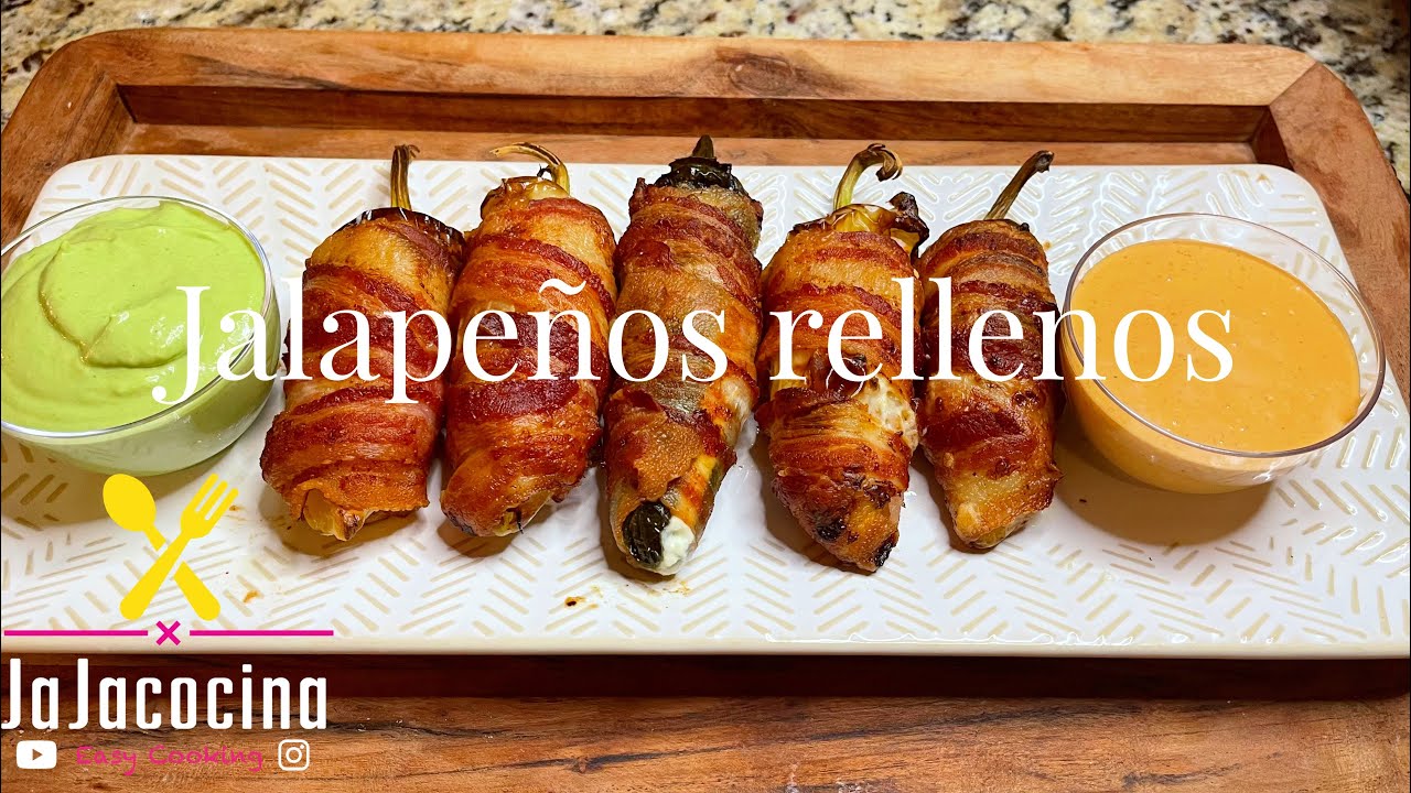 CHILES RELLENOS DE QUESO CREMA Y CAMARÓN ENVUELTOS EN TOCINO, EN LA AIR
