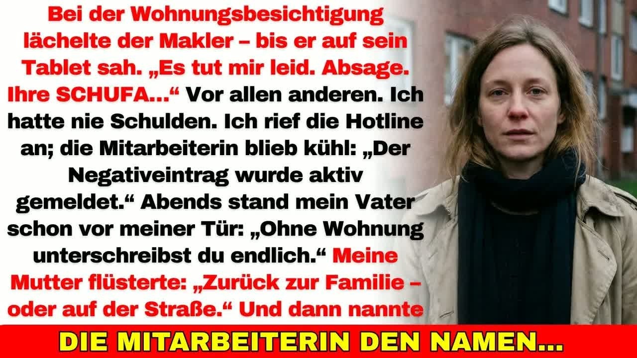 Die Wohnung sagte mir ab—meine Eltern hatten meine SCHUFA ruiniert, damit ich nirgends einziehe…