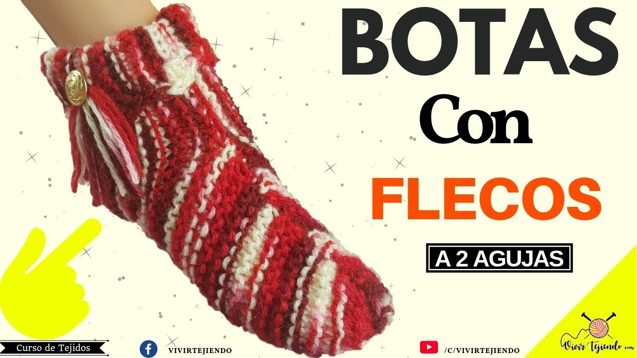 Tejiendo Bota o Botín a dos Agujas con Flecos | Tejidos a DOS AGUJAS -  YouTube