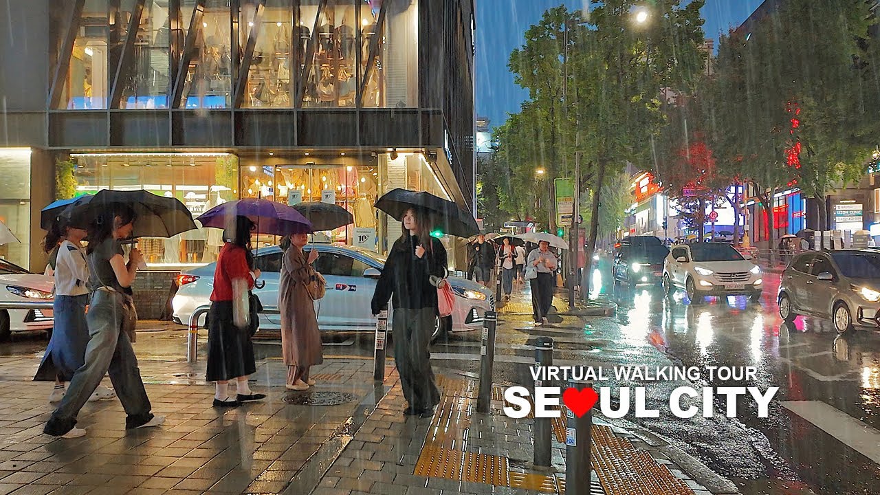 SEOUL CITY TRAVEL 32 - Rainy Day in Seoul Evening Walk, Hongdae, Yeonnam-dong, Downtown Gwanghwamun