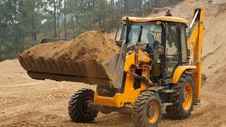 JCB Backhoe Throwing out Loose Soil From Hilly Road - JCB 3DX Making Road on Hill Side - JCB Video