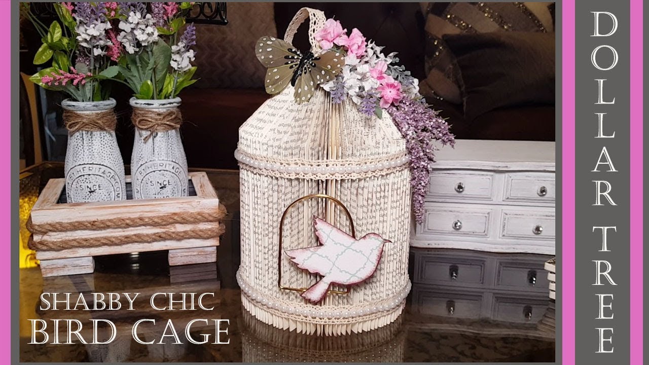 Dollar Tree DIY Farmhouse Shabby Chic Bird Cage Book Fold YouTube