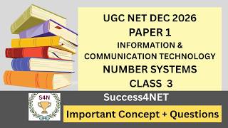 UGC NET DEC 2026 | PAPER 1| Unit 8: ICT | Number Systems | Class 3