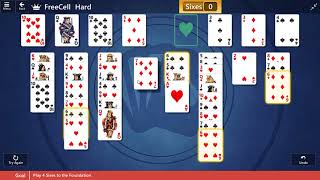 Microsoft Solitaire Collection - Freecell [Hard] | January 22nd 2019: Play 4 Sixes to the Foundation
