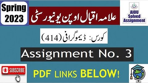 ⏩ AIOU Code 414 Solved Assignment No.3 Spring 2023 || Subject: Demography || Level: BA/B.Com