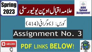 ⏩ AIOU Code 414 Solved Assignment No.3 Spring 2023 || Subject: Demography || Level: BA/B.Com