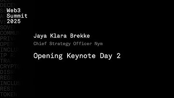 Opening Keynote Day 2 - Jaya Klara Brekke - Web3 Summit 2025