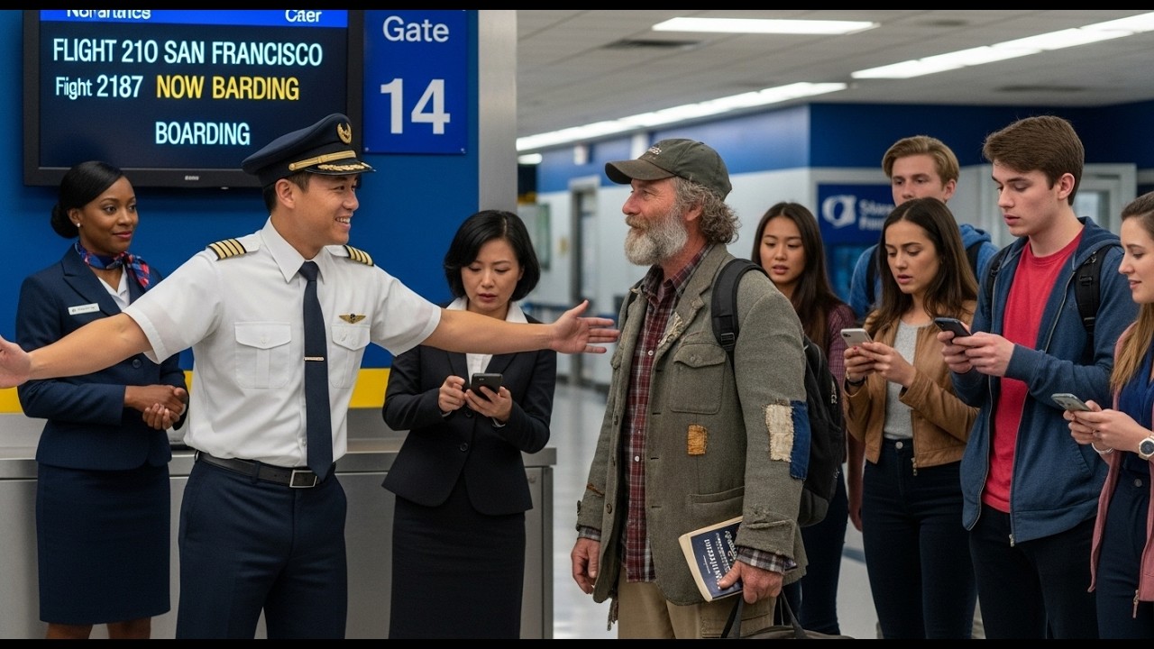 They Mocked a “Homeless” Man at the Airport Gate… Then the Pilot Called Him “Dad”