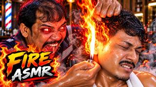 Fire Massage by Asim Barber | Heavy Oil Head Massage & Neck Cracking | Earwax Extraction | ASMR