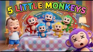 5 Little Monkeys Jumping on the Bed 🐵 | PiPi Papaya Songs for Babies &amp; Toddlers