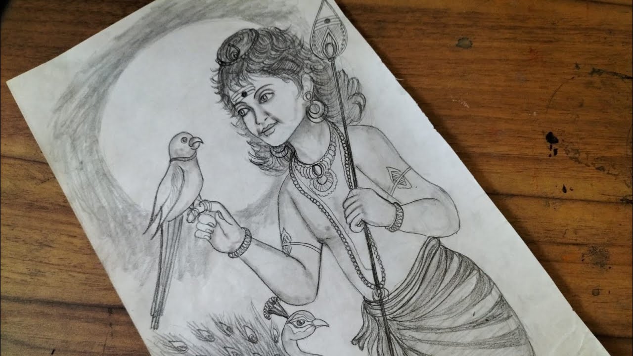 Matugani Drawing murugan pencil drawing - YouTube