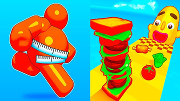 Sandwich Runner vs Tall Man Run ⭐🟦🟩🟧⭐️ Hard Levels Challenge Walkthrough Gameplay Ep654