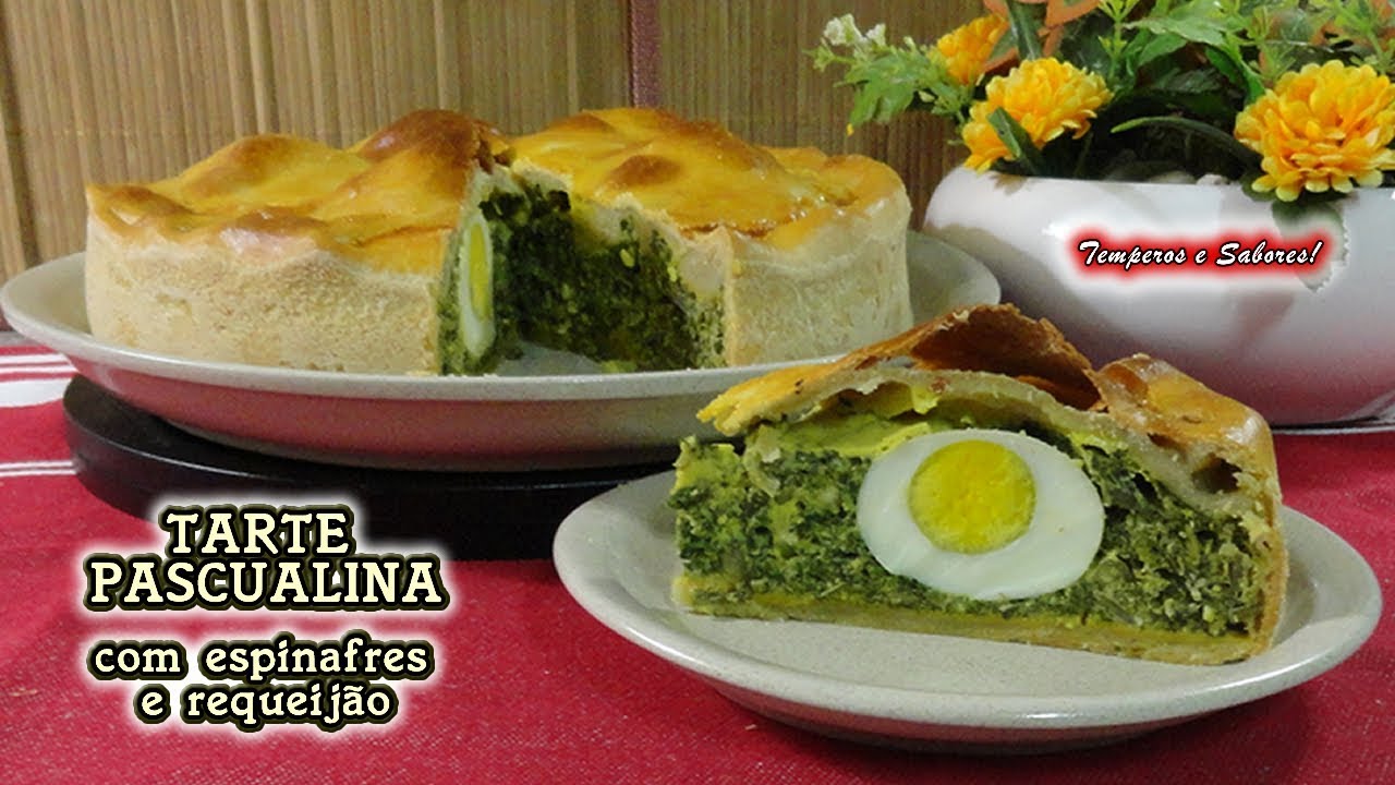 TARTE PASCUALINA com espinafres e requeijão, fácil e deliciosa