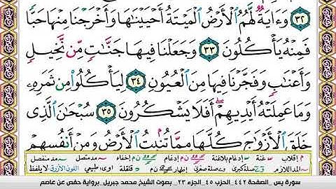 36. سورة يس مكتوبة وكاملة بصوت الشيخ محمد جبريل