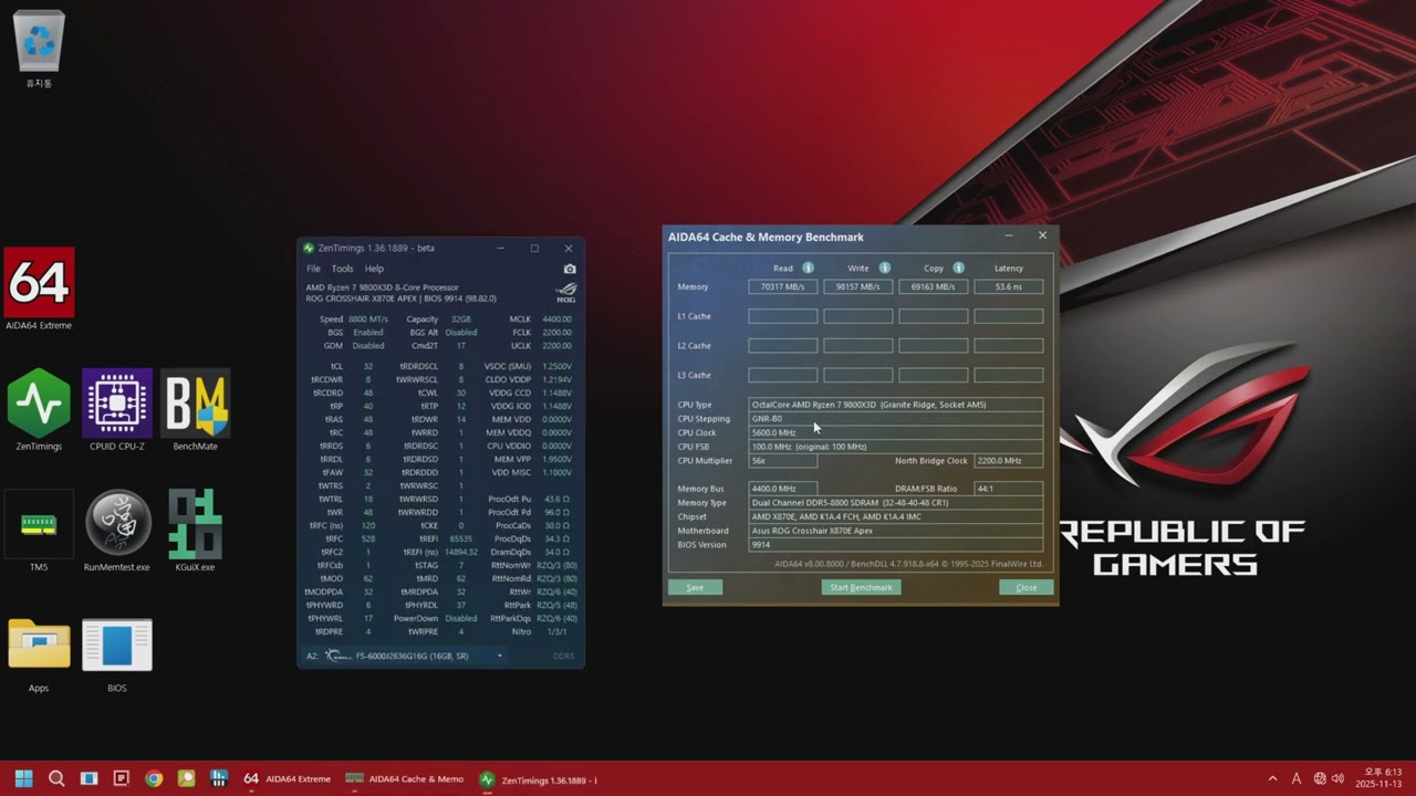 AIDA64 Latency Test | 8800T/s C32 (1:2) | GDM off | X870E APEX