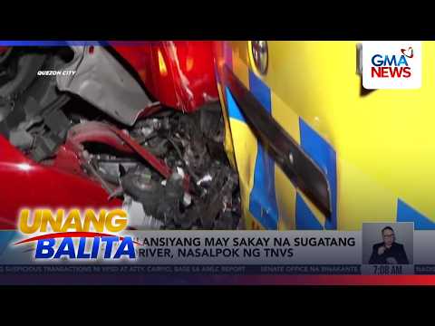 Ambulansiyang may sakay na sugatang taxi driver, nasalpok ng TNVS | Unang Hirit