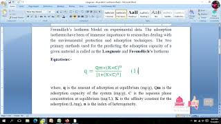 Fitting of Langmuir-Freundlich Isotherm Model on experimental data with the help of Origin Software