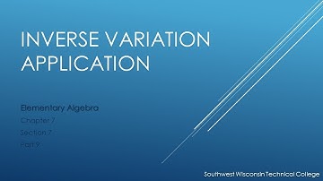 Inverse Variation Application - Elementary Algebra