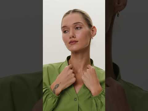 Зелена сорочка з суцільнокроєним коміром-стійкою Azuri MKAZ6706-3, видео 1