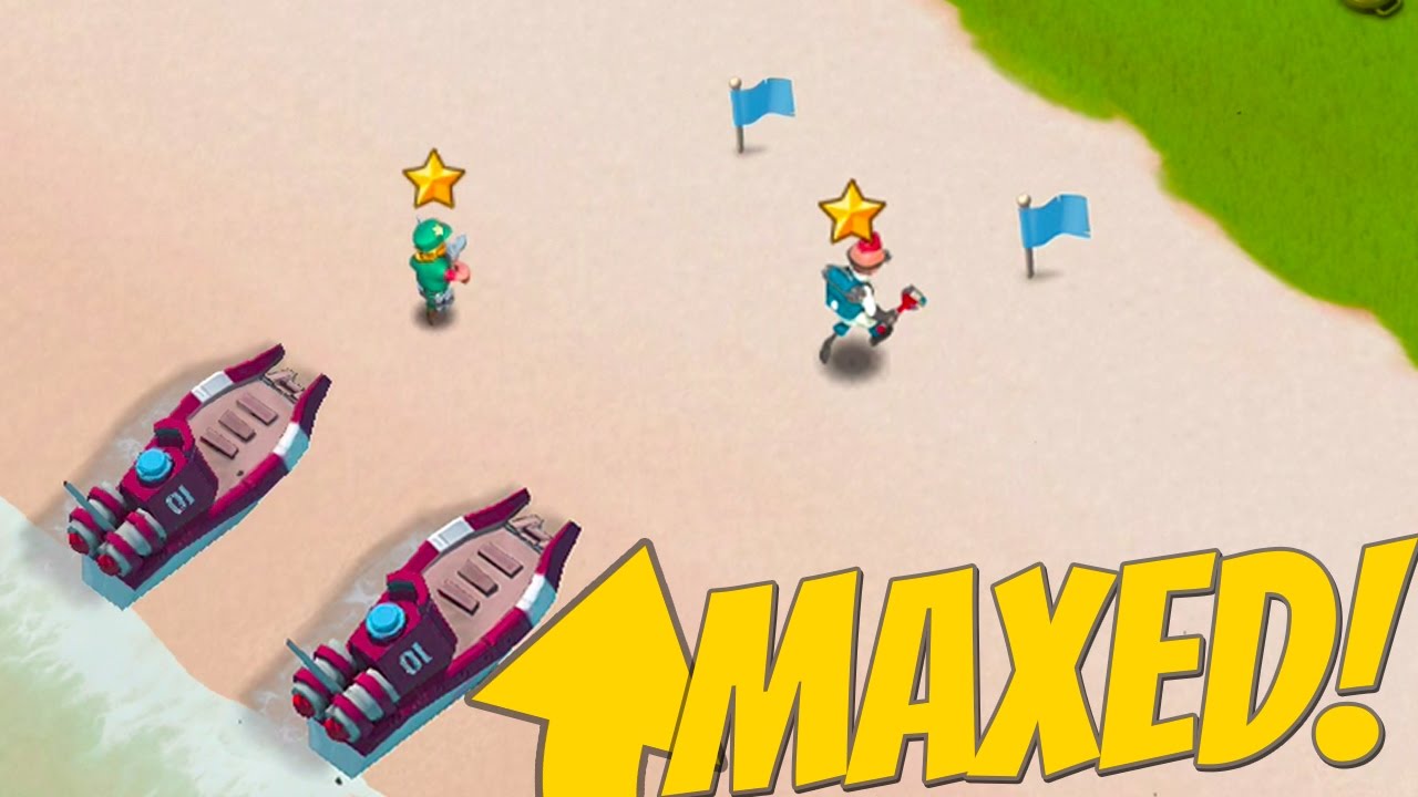 Boom Beach Maxed OUT Heroes! Insane Health and Base Abilities! high level enemies