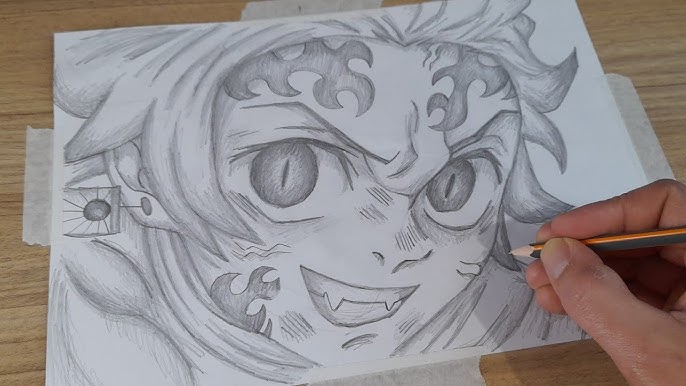 Sketch Rengoku Kimetsu No Yaiba, Demon Slayer.  Tatuagens de anime, Desenho  de anime, Tutoriais de desenho anime