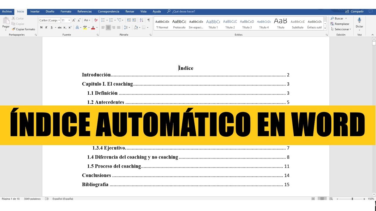 Cómo hacer un indice en word