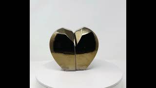 Ceramic Cremation Urn – Modern Heart in Bronze Gold