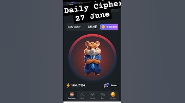 Daily cipher Hamster kombat | 27 June | Hamster Master  #hamsterkombat #code #combo #dailycipher