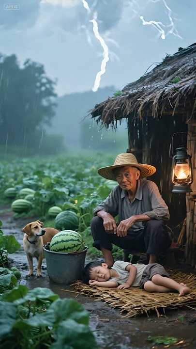 Memories of nostalgia, rural fields, childhood memories, grandpa