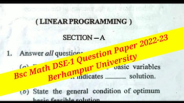 Bsc Math DSE-1 Linear Programming Q Paper 2023 5th sem Berhampur University Majhi Tutorial