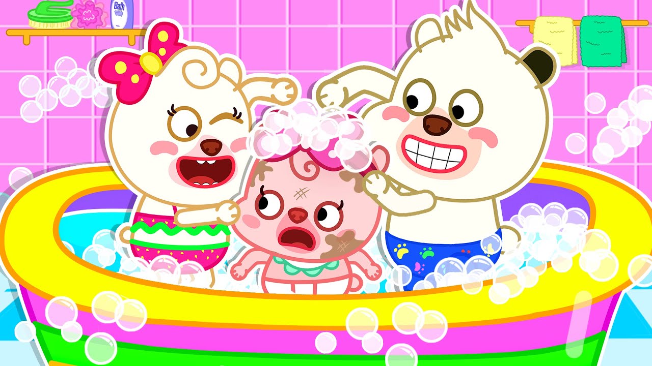 Why is the baby so dirty?🚿Bearee Baby Bath Time | Bearee KID House