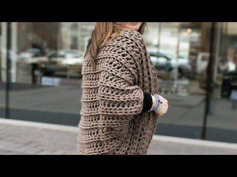 كروشيه شتوى كارديجان جاكيت سهل مستوي مبتدئين
