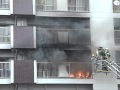 名古屋・集合住宅火事・火災　消防隊消火活動　Nagoya-city fire