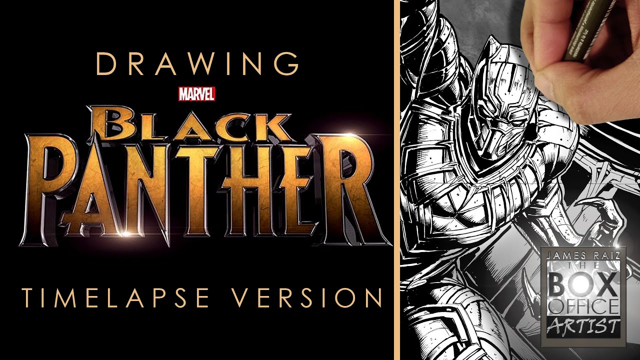 DRAWING BLACK PANTHER - TIMELAPSE PREVIEW - YouTube