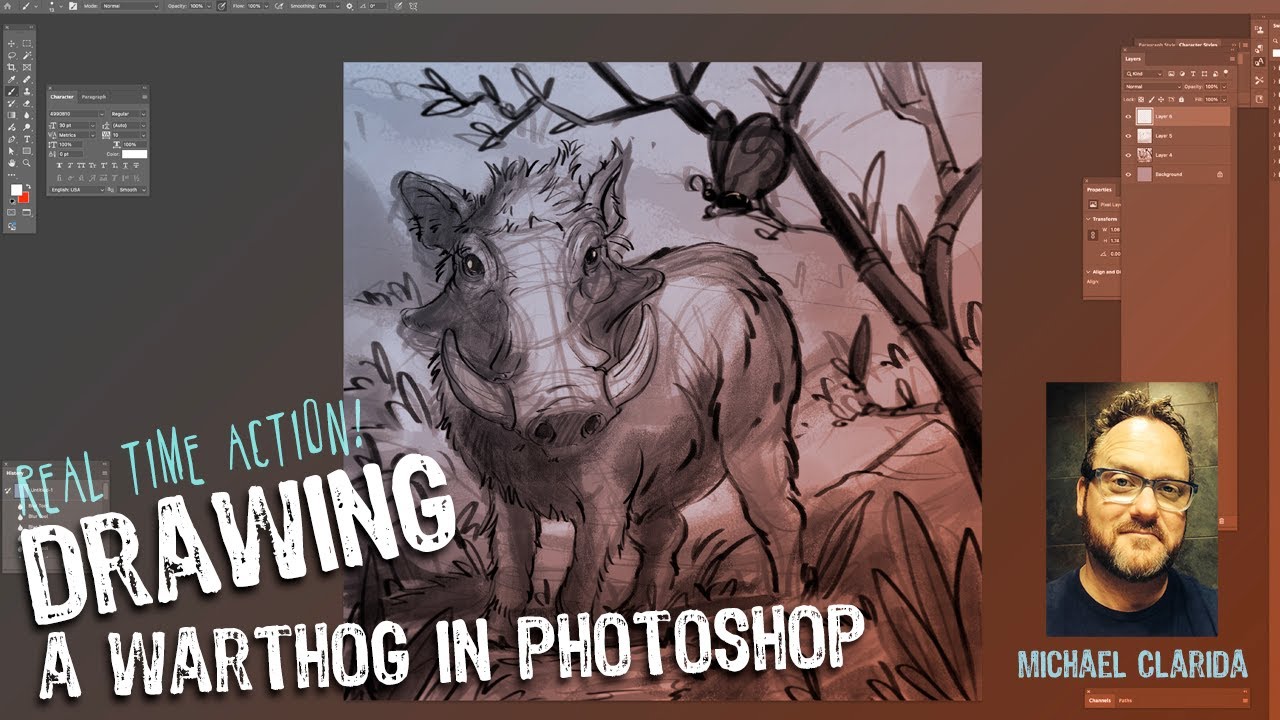 Drawing a Warthog in Photoshop