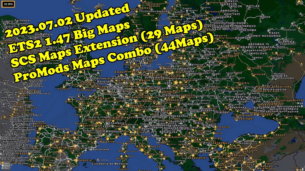 [2023.07.02] ETS2 1.47 latest SCS maps extension (29 Maps) and ProMods maps combo (44 Maps)