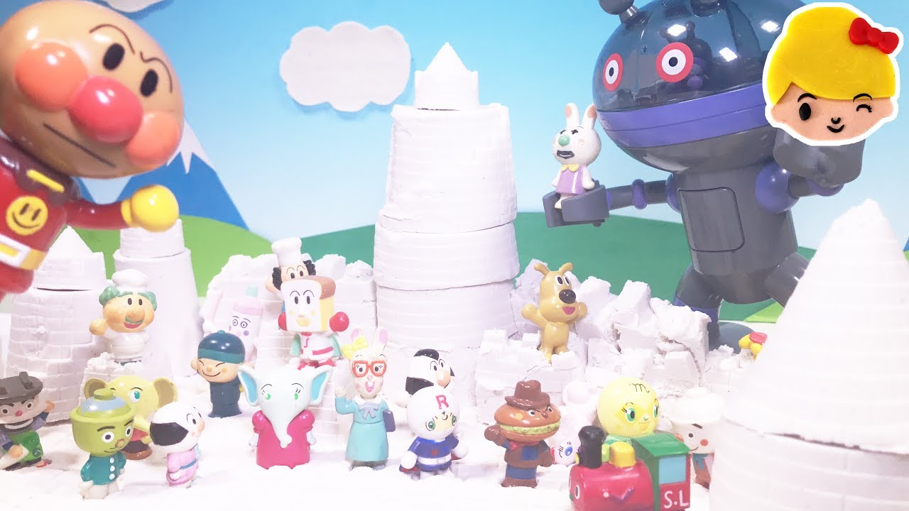 アンパンマン おもちゃ 砂遊び バイキンマンが砂のお城にキャラクターをとじこめた？かくれんぼみたいに探そう！ ❤ どこでもすなば キネティックサンド だだんだん アニメ トイ キッズ anpanman