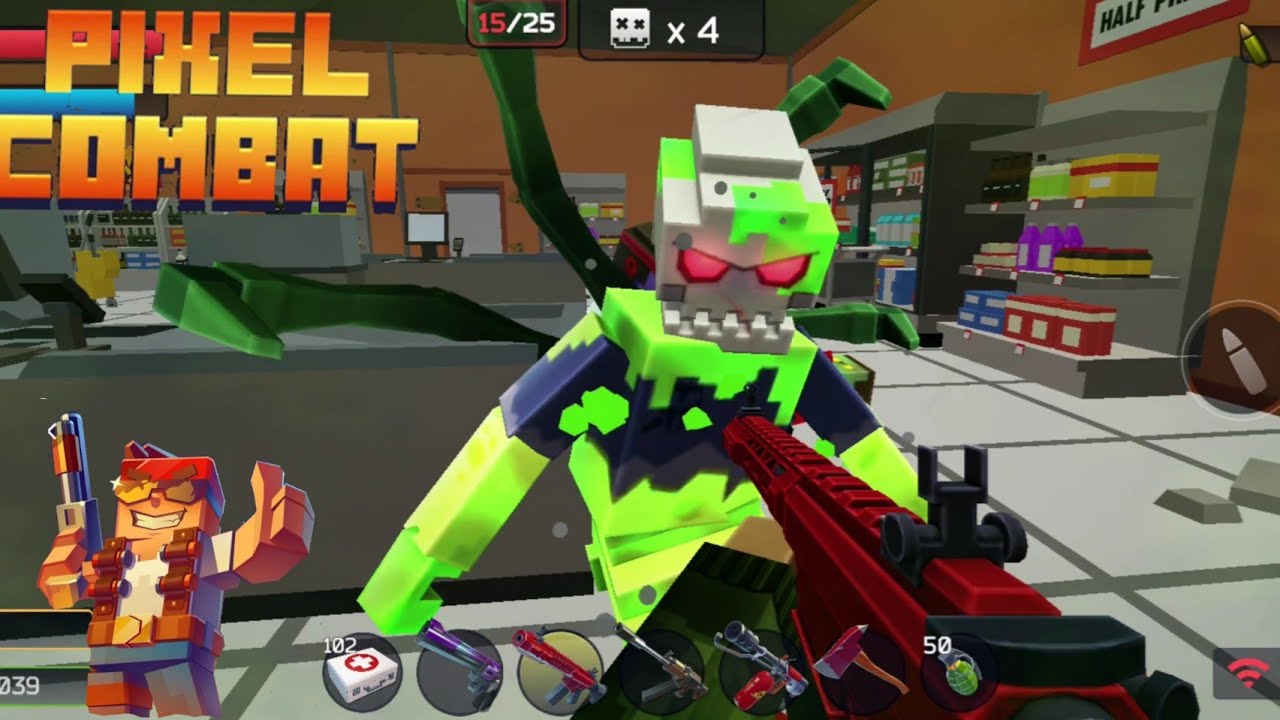 Pixel Combat Zombie Strike All Bosses Fight and All Guns Unlocked and