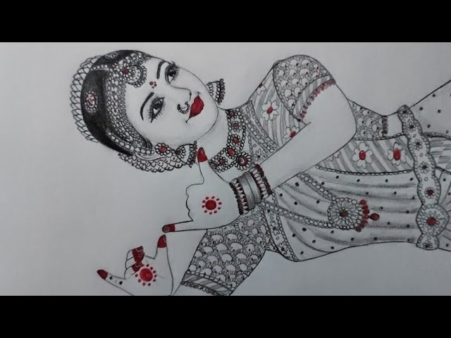 Premium Vector | Outline sketch of indian woman dancer dancing