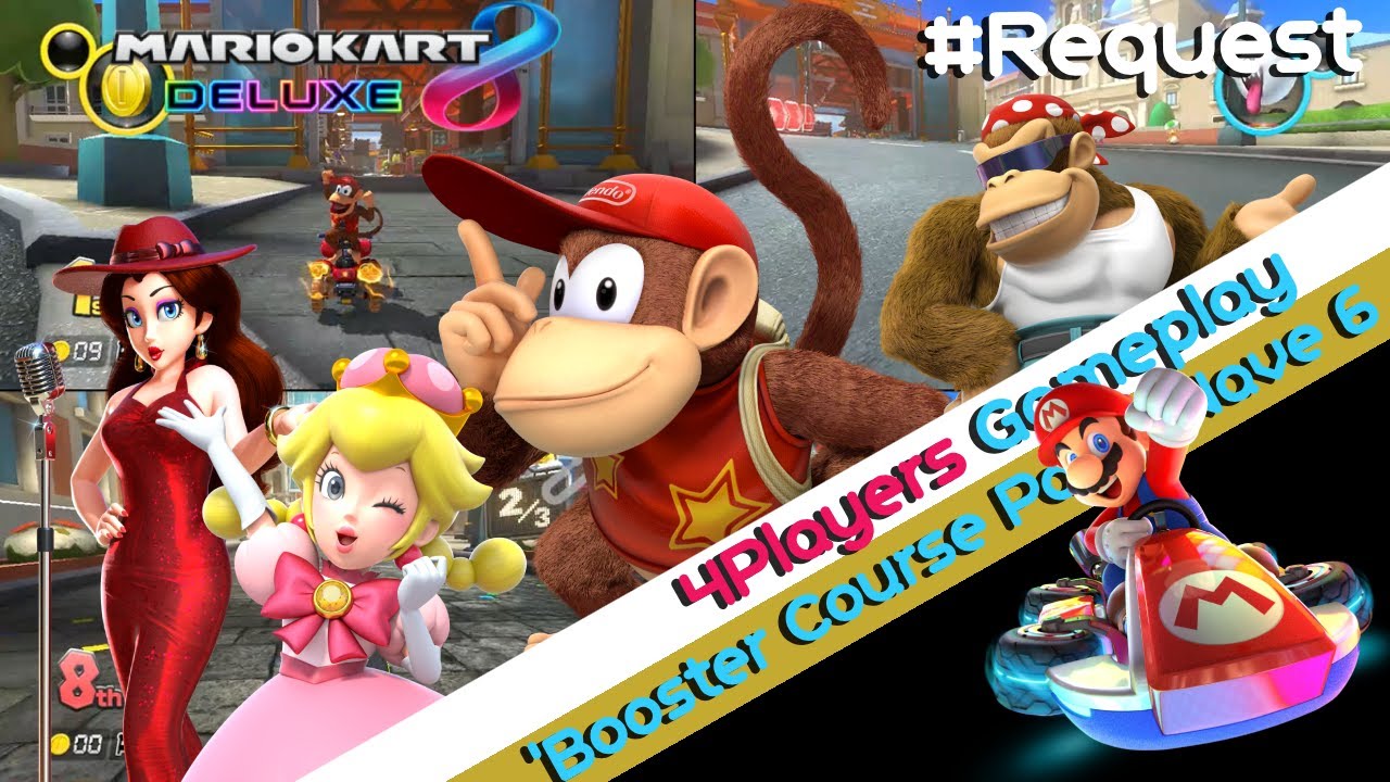 Mario Kart 8 Deluxe:Gameplay(4 Players) Funky Kong VS Diddy Kong VS Pauline VS Peachette | Spiny Cup