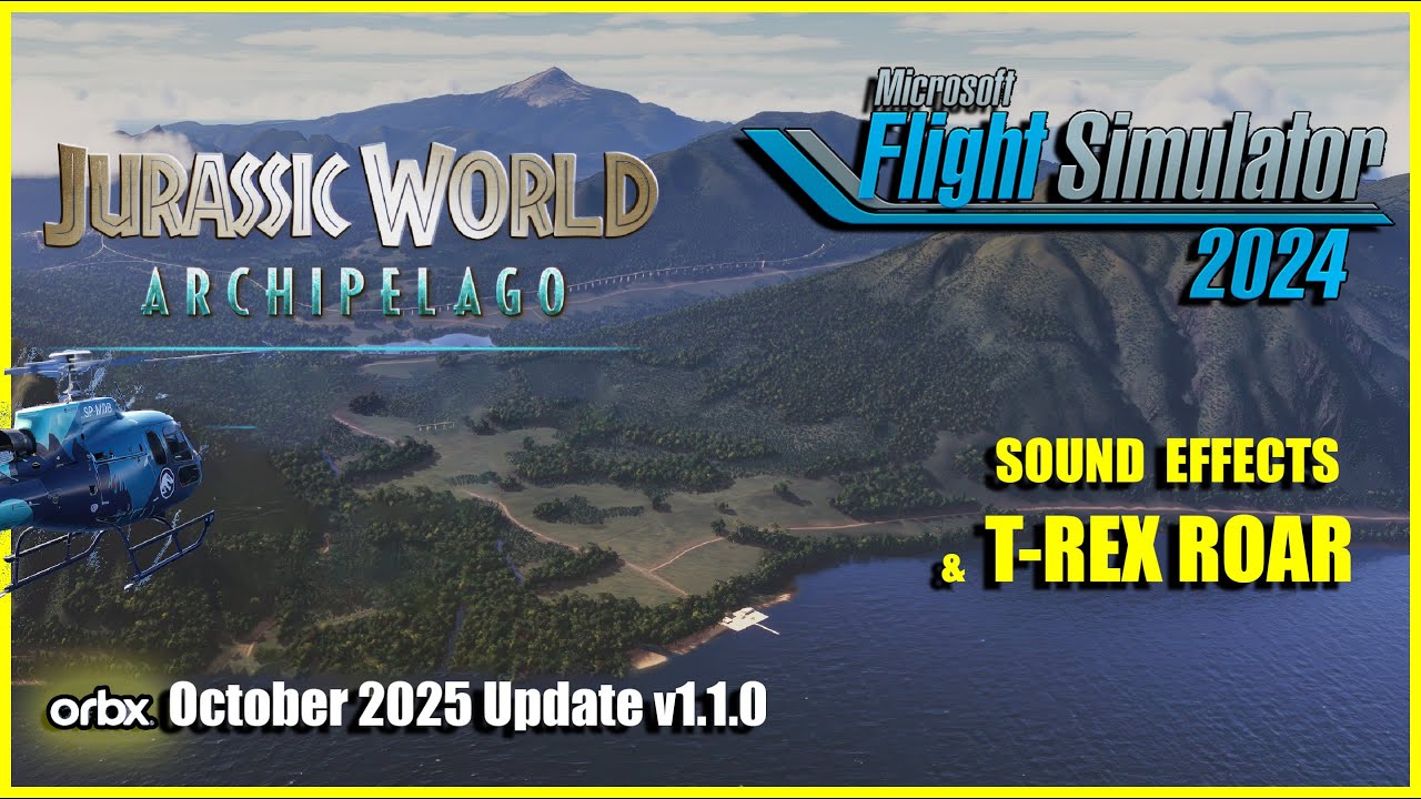 Flight Simulator 2024 Jurassic World T-Rex Roar and sounds FS2024 Update v1.1.0 MSFS ORBX JWA Park