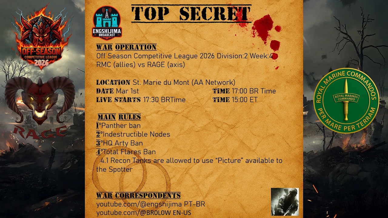 OSCL 2026 - Div3Wk4: RAGE vs RMC - Hell let loose console