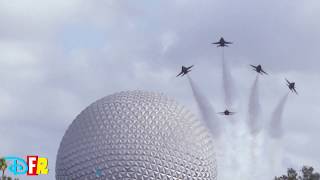 U.S. Navy Blue Angels Fly Over Spaceship Earth at EPCOT