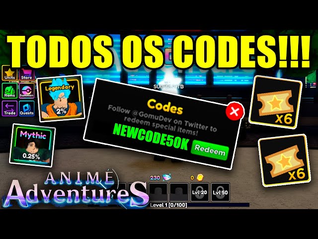 Códigos de Anime Adventures: Todos novos codes! - Clube do Vídeo Game