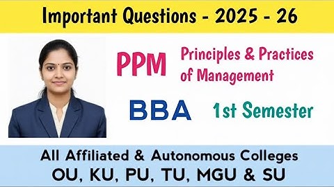 BBA 1st Sem Principles of Management Important Questions 2025-26  100%Pass OU, KU, PU, TU, MGU, SU